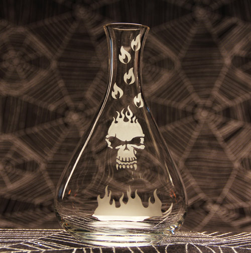 Flaming Skull Flask