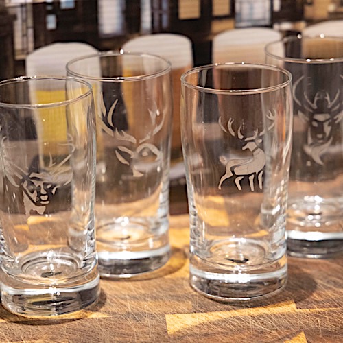 Glass Etching: Deer, Ducks, And Fish