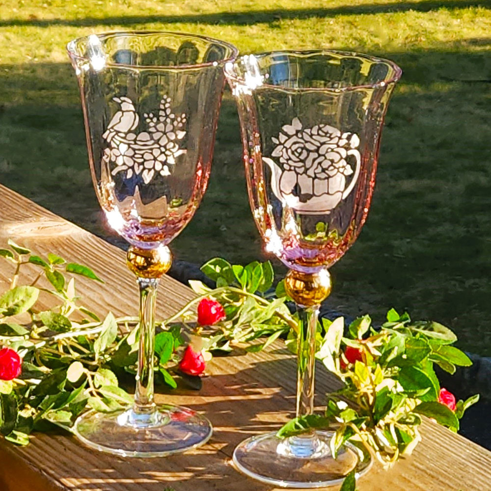 Blush of Spring Wine Glasses