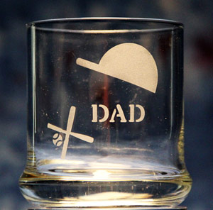 Dad Baseball Rocks Glass