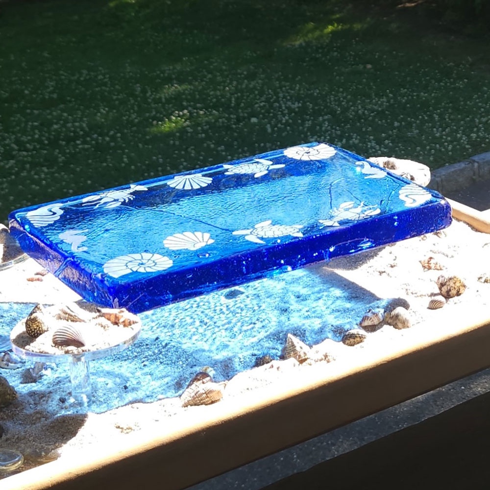 Deep Blue Sea Glass Slab