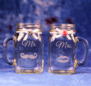 Mr Mrs Mason Jar Mugs