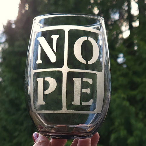 NOPE! Smokey Wine Glass