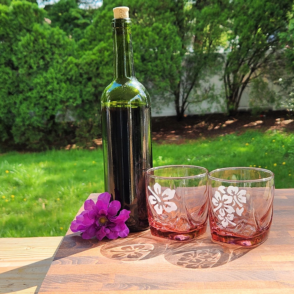 Pink Hibiscus Rocks Glasses